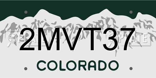 2MVT37 Colorado License Plate