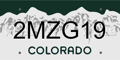 2MZG19 Colorado License Plate