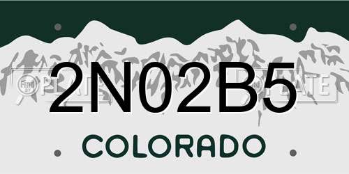 2N02B5 Colorado License Plate