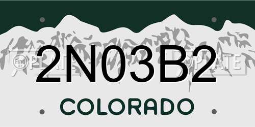 2N03B2 Colorado License Plate