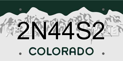 2N44S2 Colorado License Plate