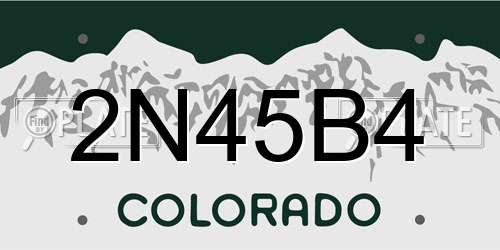 2N45B4 Colorado License Plate