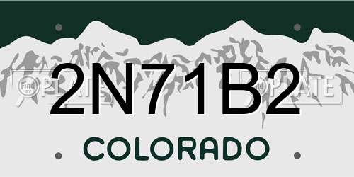2N71B2 Colorado License Plate