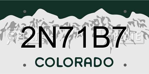 2N71B7 Colorado License Plate