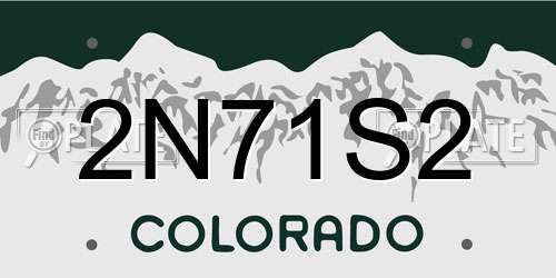 2N71S2 Colorado License Plate