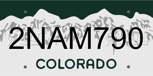 2NAM790 Colorado License Plate