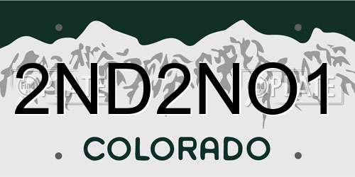 2ND2NO1 Colorado License Plate