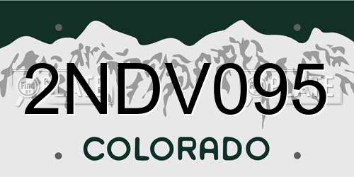 2NDV095 Colorado License Plate