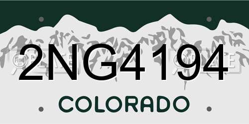 2NG4194 Colorado License Plate