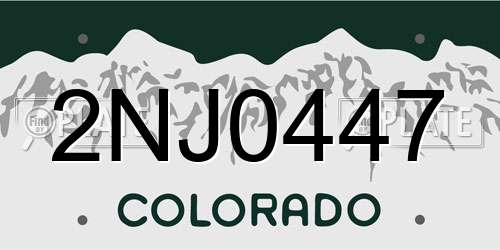 2NJ0447 Colorado License Plate