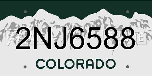 2NJ6588 Colorado License Plate