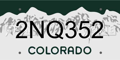 2NQ352 Colorado License Plate