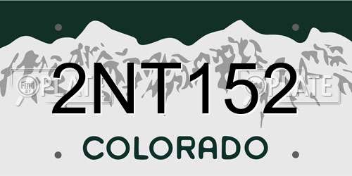 2NT152 Colorado License Plate