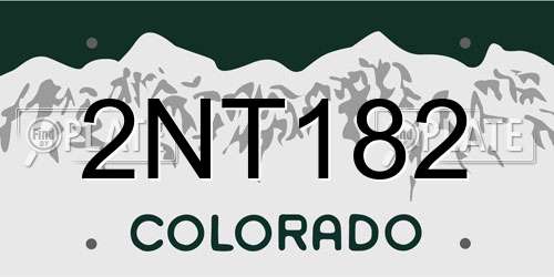 2NT182 Colorado License Plate