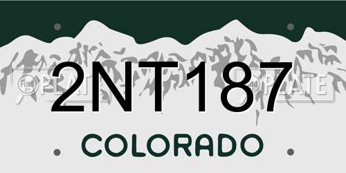 2NT187 Colorado License Plate