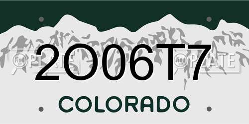 2O06T7 Colorado License Plate