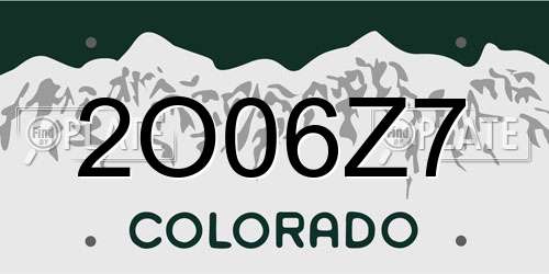 2O06Z7 Colorado License Plate