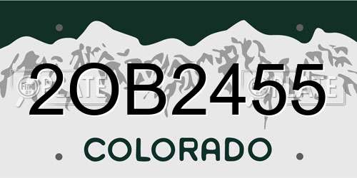 2OB2455 Colorado License Plate