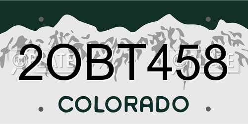 2OBT458 Colorado License Plate
