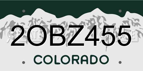2OBZ455 Colorado License Plate