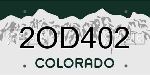 2OD402 Colorado License Plate