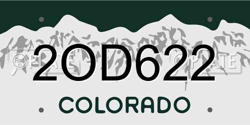 2OD622 Colorado License Plate