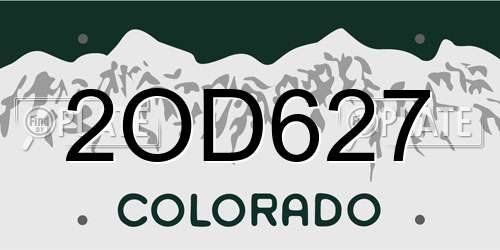 2OD627 Colorado License Plate
