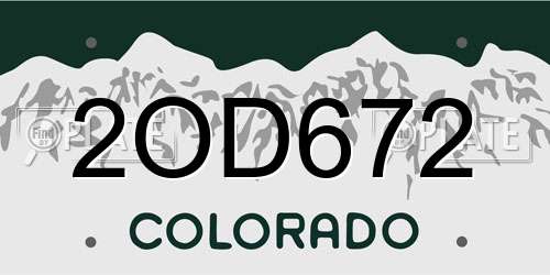 2OD672 Colorado License Plate