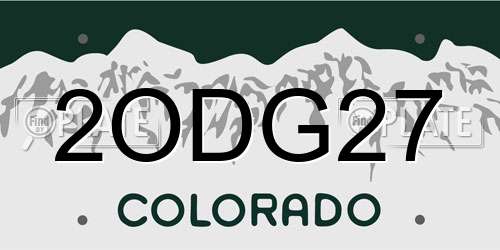 2ODG27 Colorado License Plate