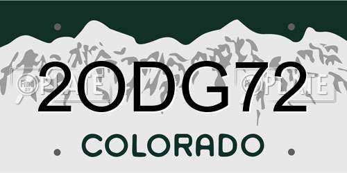 2ODG72 Colorado License Plate