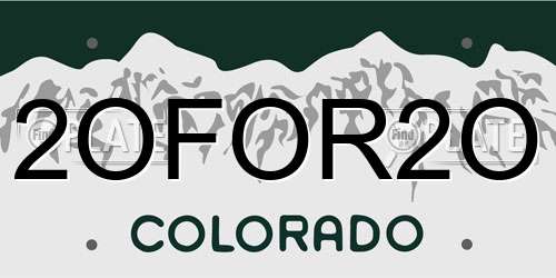 2OFOR2O Colorado License Plate