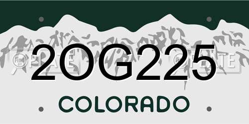 2OG225 Colorado License Plate