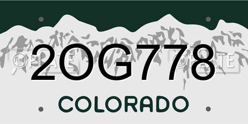 2OG778 Colorado License Plate