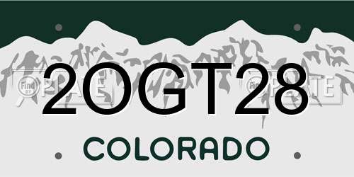 2OGT28 Colorado License Plate