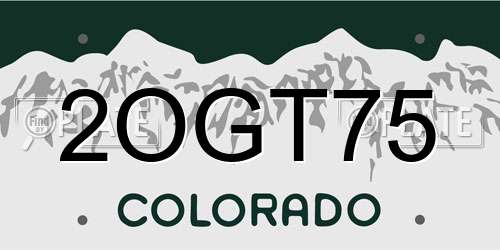 2OGT75 Colorado License Plate