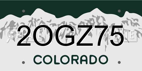 2OGZ75 Colorado License Plate