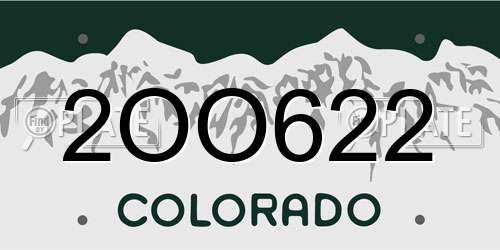 2OO622 Colorado License Plate