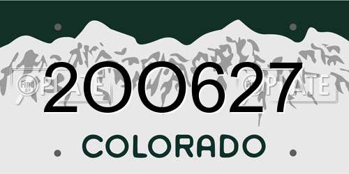 2OO627 Colorado License Plate
