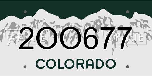 2OO677 Colorado License Plate