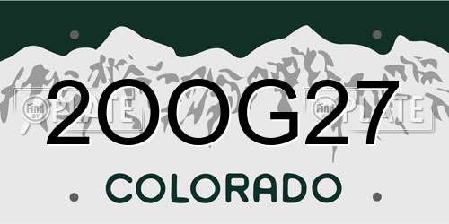 2OOG27 Colorado License Plate