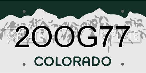 2OOG77 Colorado License Plate