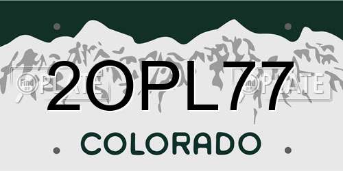 2OPL77 Colorado License Plate