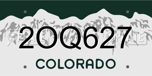 2OQ627 Colorado License Plate