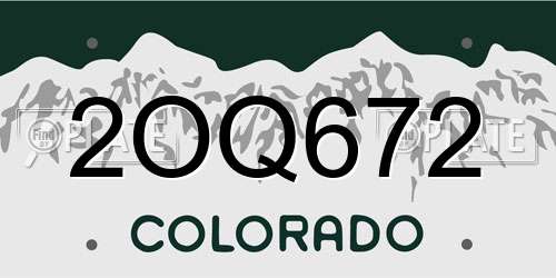 2OQ672 Colorado License Plate