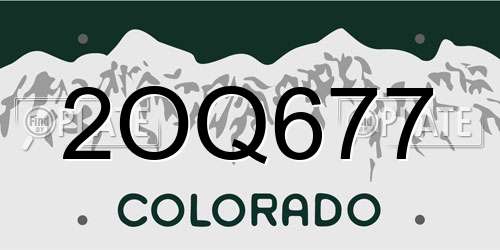 2OQ677 Colorado License Plate
