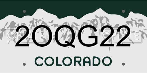 2OQG22 Colorado License Plate