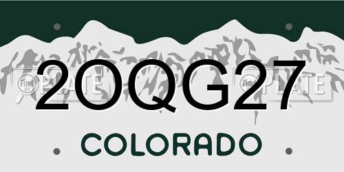 2OQG27 Colorado License Plate