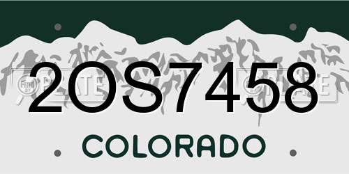 2OS7458 Colorado License Plate
