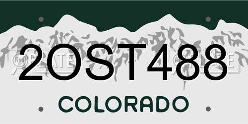 2OST488 Colorado License Plate
