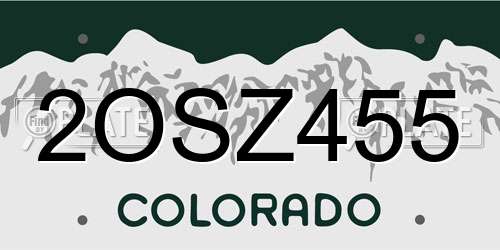 2OSZ455 Colorado License Plate